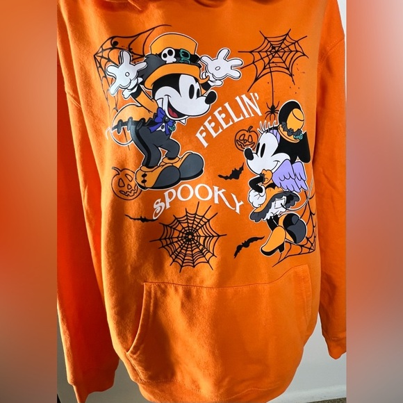 Disney Halloween Mickey Mouse hoodie sweatshirt kangaroo pocket orange XL EUC - Picture 4 of 10